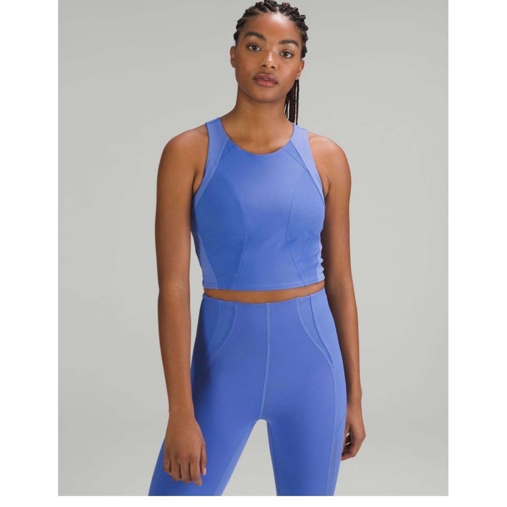 Lululemon Women's Mesh Panelled Training Shelf Tank Top Blue Sz 6